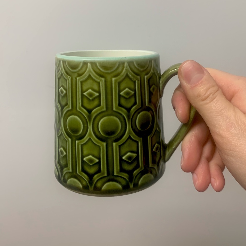 MOVING SALE Vintage ceramic Japanese coffee/tea green mug Hornsea inspired